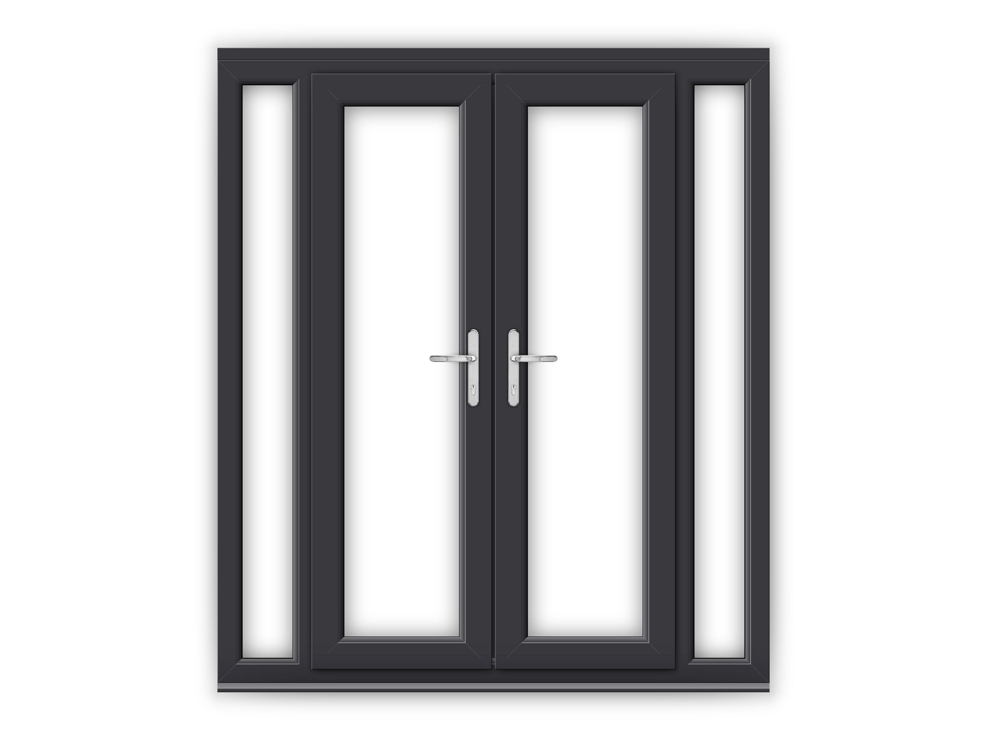 4ft Anthracite Grey uPVC French Doors with Narrow Side Panels | Flying ...