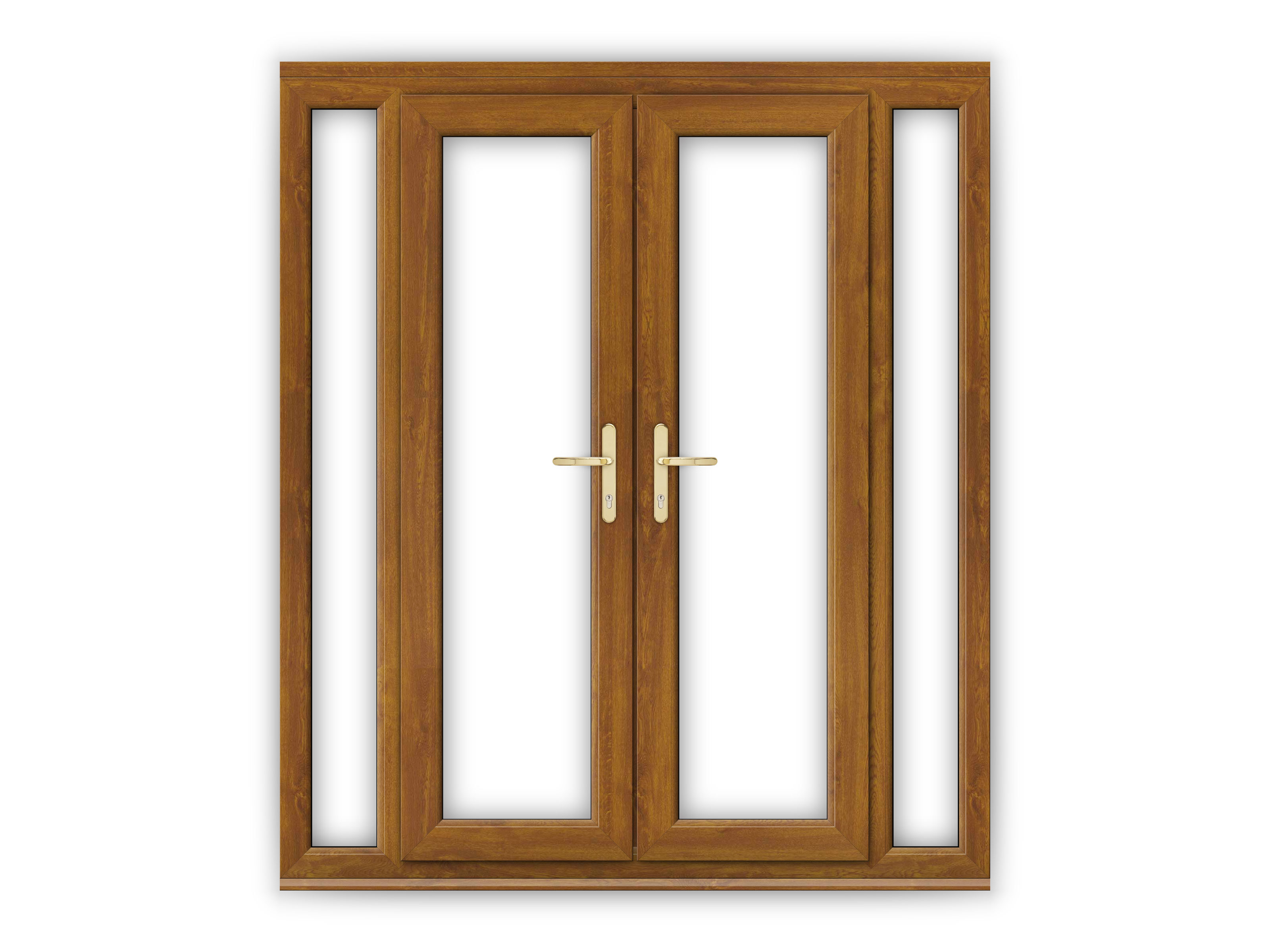 4ft Golden Oak Upvc French Doors With Narrow Side Panels