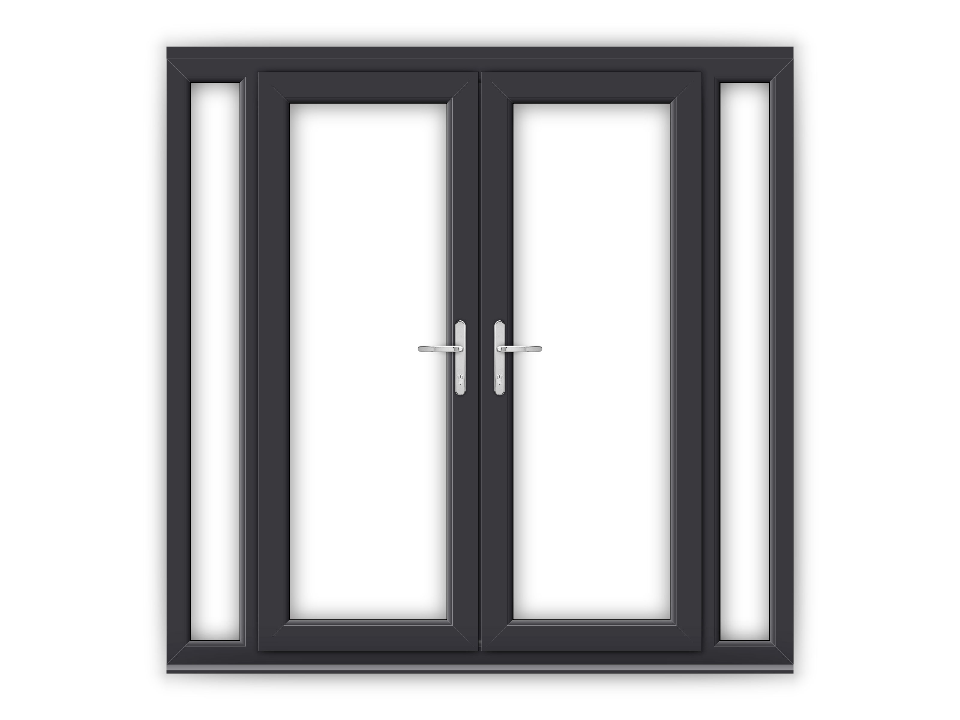 5ft Anthracite Grey Upvc French Doors With Narrow Side Panels 