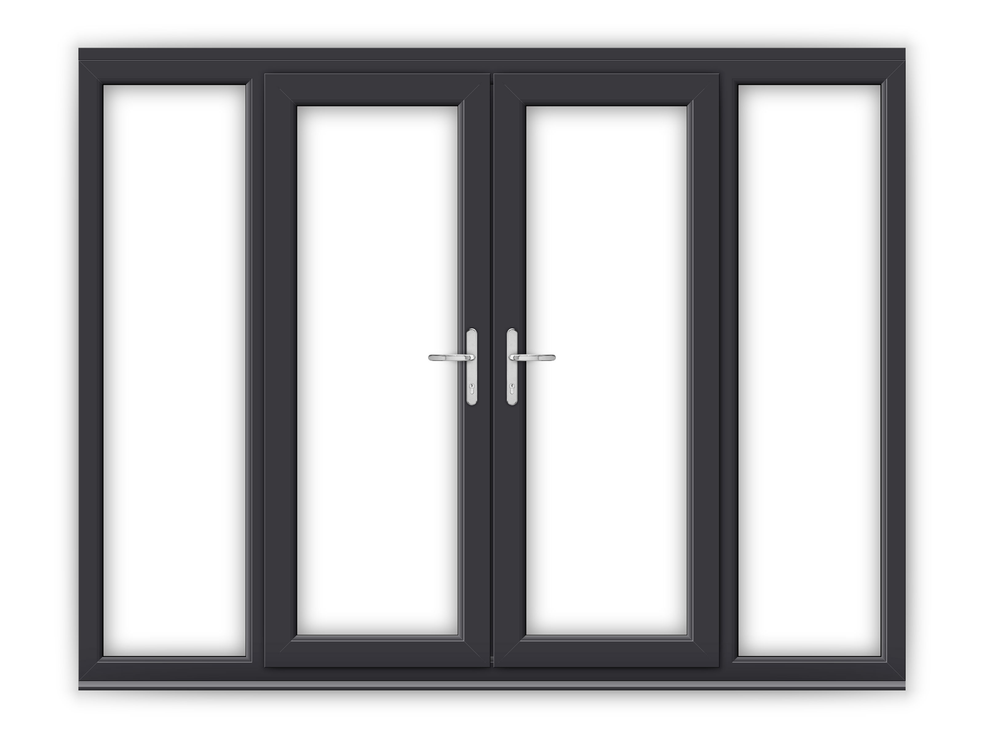 5ft Anthracite Grey uPVC French Doors with Wide Side Panels | Flying Doors