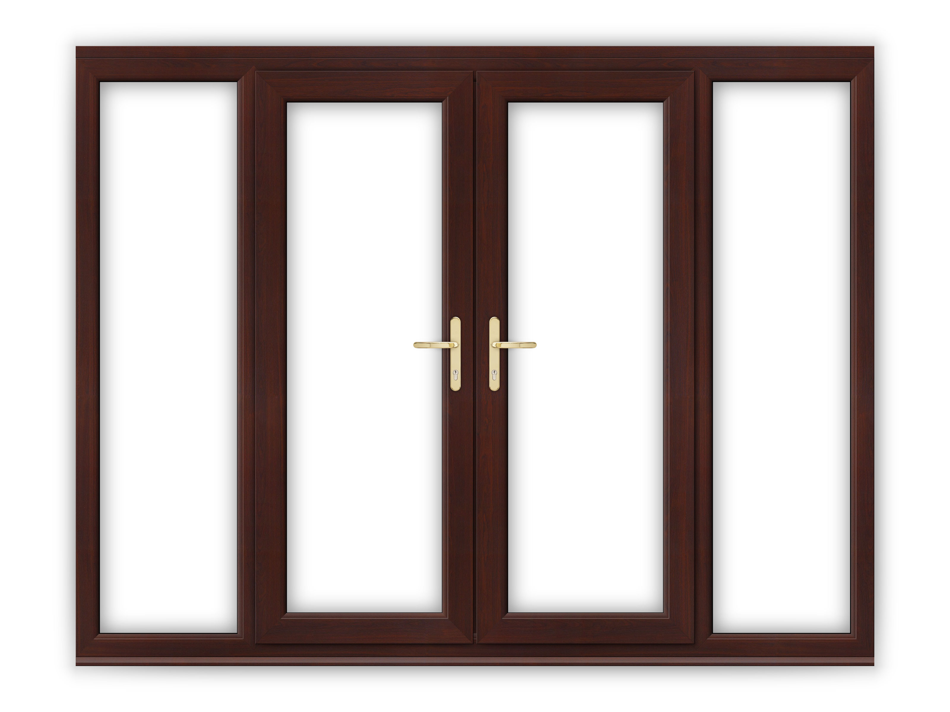 5ft Rosewood uPVC French Doors with Wide Side Panels | Flying Doors