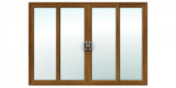 10ft Golden Oak uPVC Sliding Patio Doors