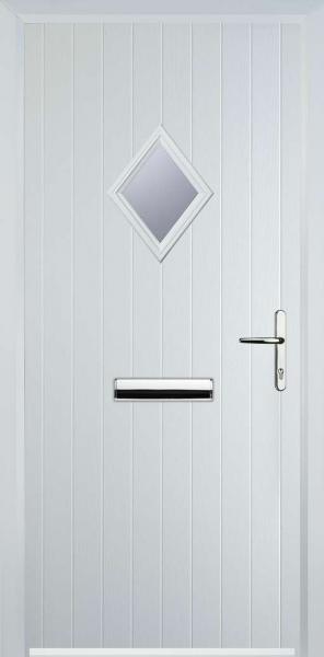 White 1 Diamond Composite Front Door