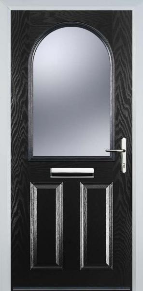 Black 2 Panel 1 Arch Composite Front Door