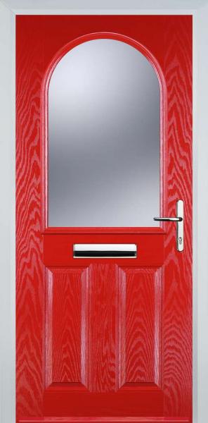 Poppy Red 2 Panel 1 Arch Composite Front Door