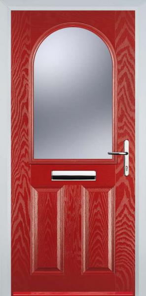 Red 2 Panel 1 Arch Composite Front Door