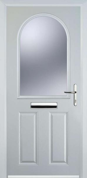 White 2 Panel 1 Arch Composite Front Door