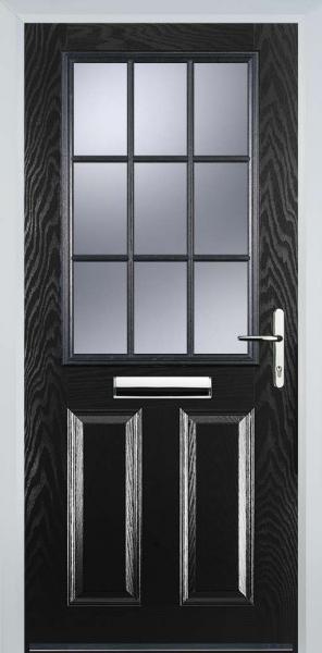 Black 2 Panel 1 Grill Composite Front Door