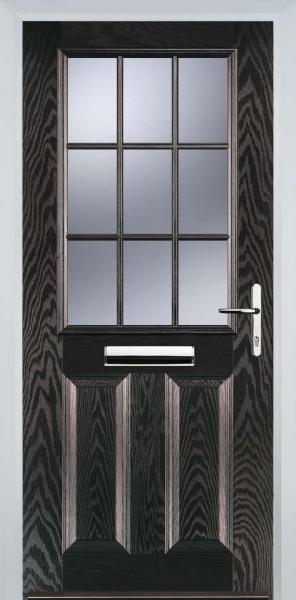 Black Brown 2 Panel 1 Grill Composite Front Door