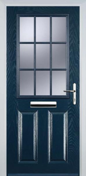 Blue 2 Panel 1 Grill Composite Front Door