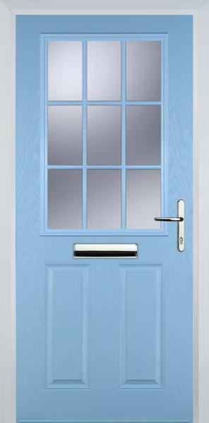 Duck Egg Blue 2 Panel 1 Grill Composite Front Door