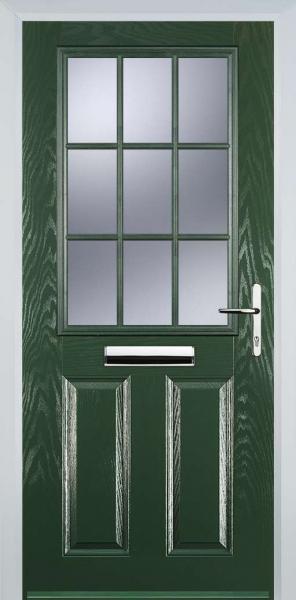 Green 2 Panel 1 Grill Composite Front Door