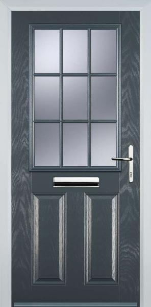 Grey 2 Panel 1 Grill Composite Front Door