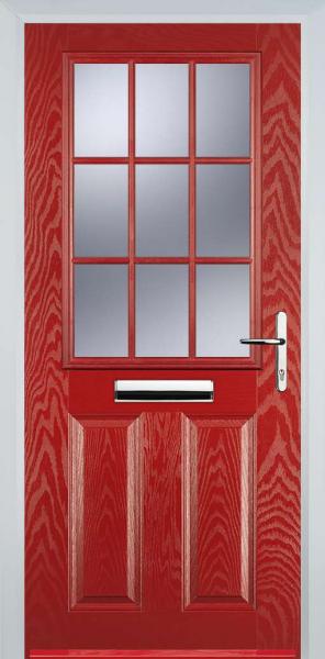 Red 2 Panel 1 Grill Composite Front Door