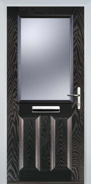 Black Brown 2 Panel 1 Square Composite Front Door