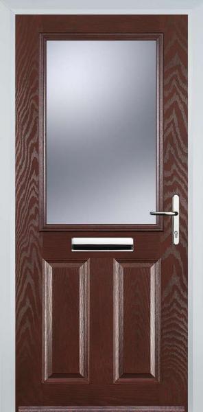 Dark Wood 2 Panel 1 Square Composite Front Door