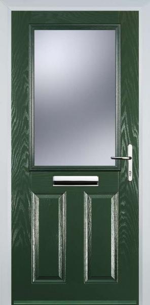 Green 2 Panel 1 Square Composite Front Door