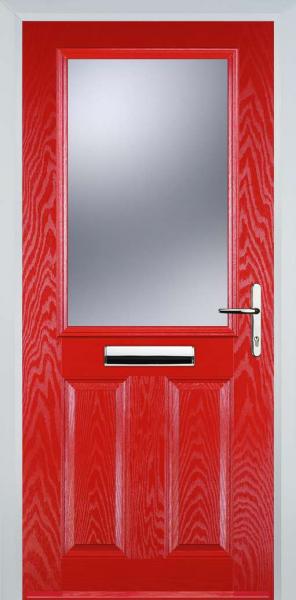 Poppy Red 2 Panel 1 Square Composite Front Door