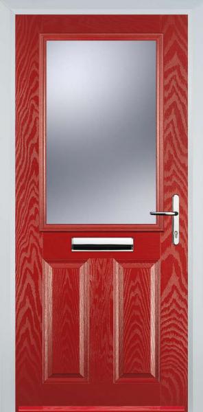 Red 2 Panel 1 Square Composite Front Door