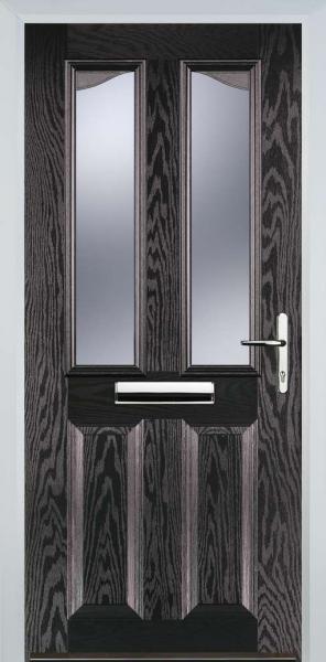 Black Brown 2 Panel 2 Angle Composite Front Door