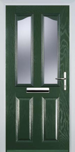 Green 2 Panel 2 Angle Composite Front Door