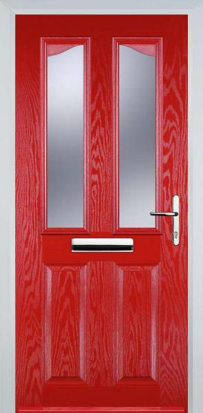 Poppy Red 2 Panel 2 Angle Composite Front Door