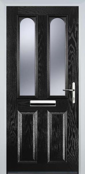 Black 2 Panel 2 Arch Composite Front Door