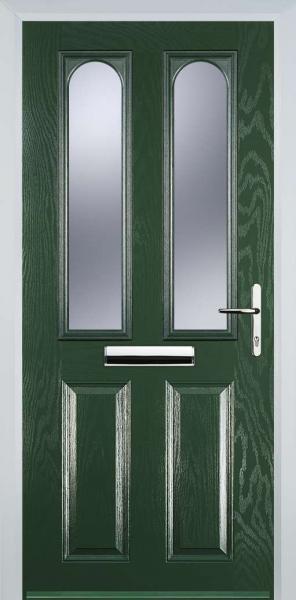 Green 2 Panel 2 Arch Composite Front Door