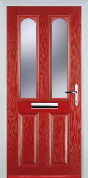 Red 2 Panel 2 Arch Composite Front Door