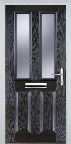 Black Brown 2 Panel 2 Square Composite Front Door