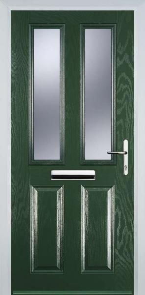 Green 2 Panel 2 Square Composite Front Door