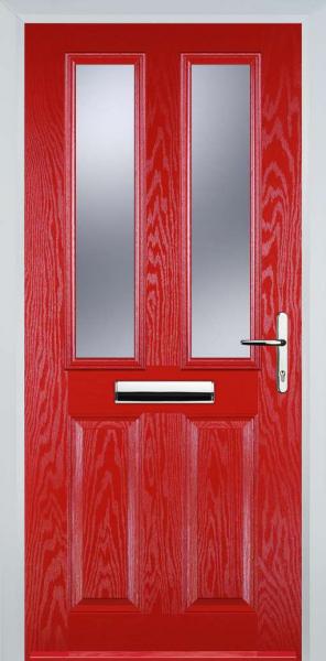 Poppy Red 2 Panel 2 Square Composite Front Door