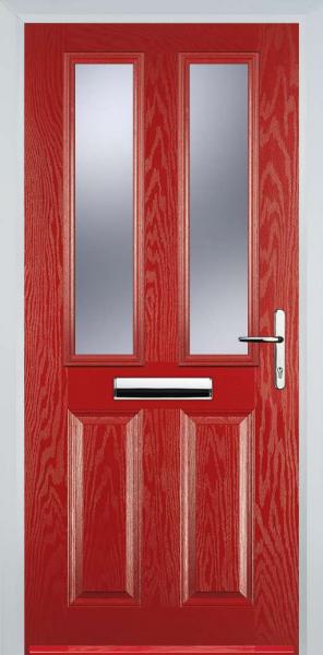 Red 2 Panel 2 Square Composite Front Door