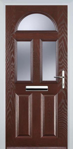 Dark Wood 2 Panel 2 Square 1 Arch Composite Front Door