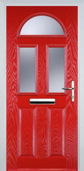 Poppy Red 2 Panel 2 Square 1 Arch Composite Front Door