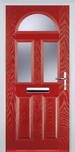 Red 2 Panel 2 Square 1 Arch Composite Front Door