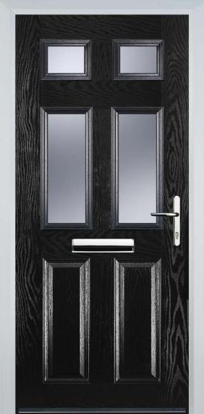 Black 2 Panel 4 Square Composite Front Door