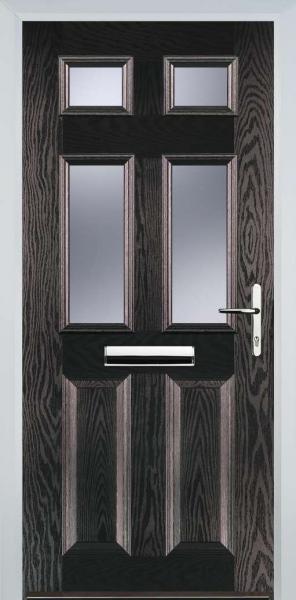 Black Brown 2 Panel 4 Square Composite Front Door