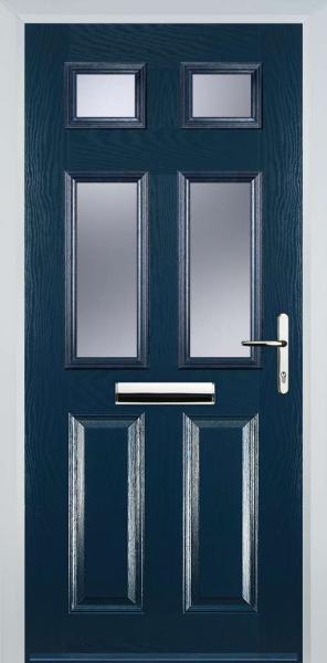 Blue 2 Panel 4 Square Composite Front Door