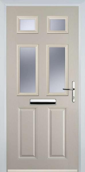 Cream 2 Panel 4 Square Composite Front Door