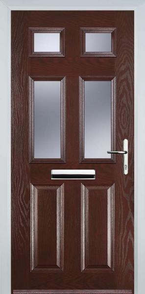 Dark Wood 2 Panel 4 Square Composite Front Door