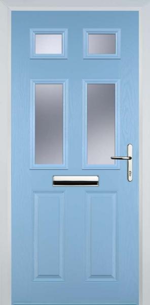 Duck Egg Blue 2 Panel 4 Square Composite Front Door