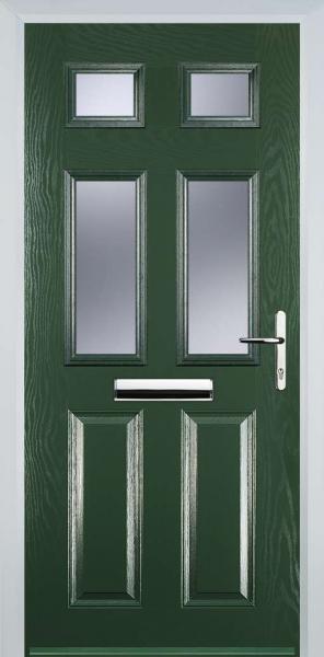 Green 2 Panel 4 Square Composite Front Door