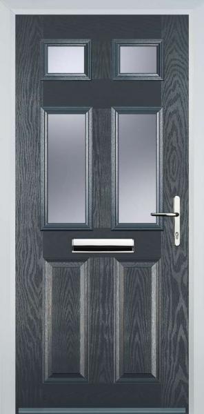 Grey 2 Panel 4 Square Composite Front Door