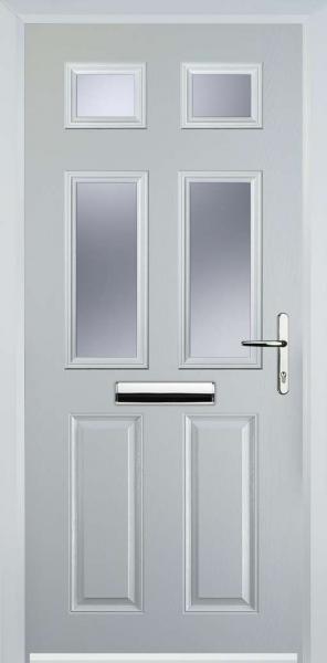 White 2 Panel 4 Square Composite Front Door