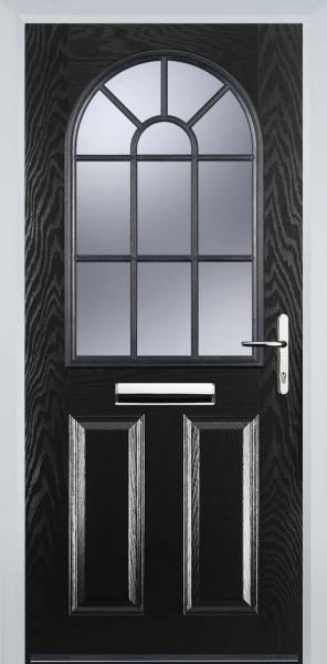 Black 2 Panel Sunburst Composite Front Door