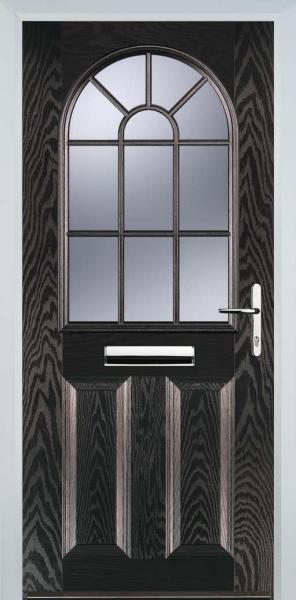 Black Brown 2 Panel Sunburst Composite Front Door