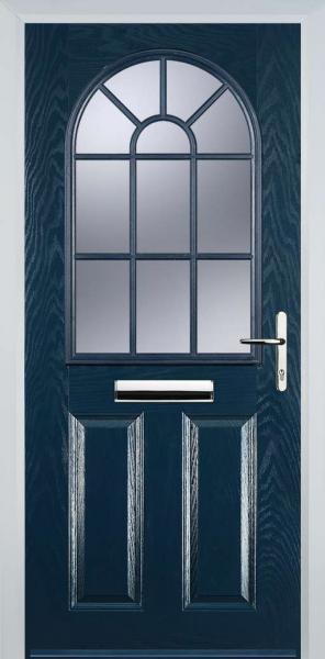 Blue 2 Panel Sunburst Composite Front Door