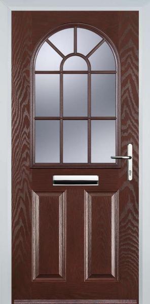 Dark Wood 2 Panel Sunburst Composite Front Door