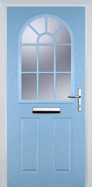 Duck Egg Blue 2 Panel Sunburst Composite Front Door